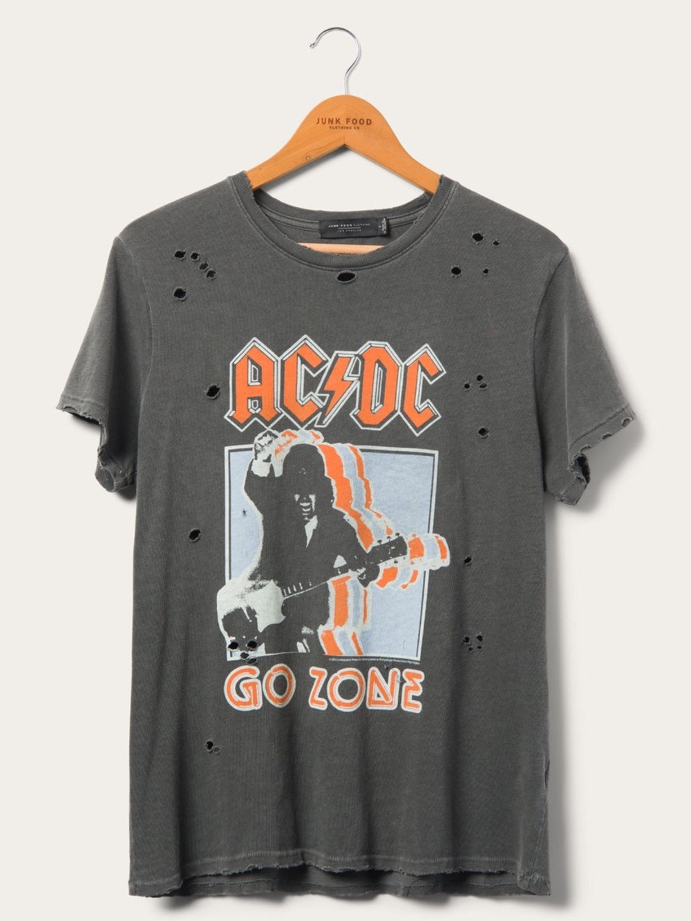 Junk food clothing women’s AC/DC go zone vintage style destroy t-shirt